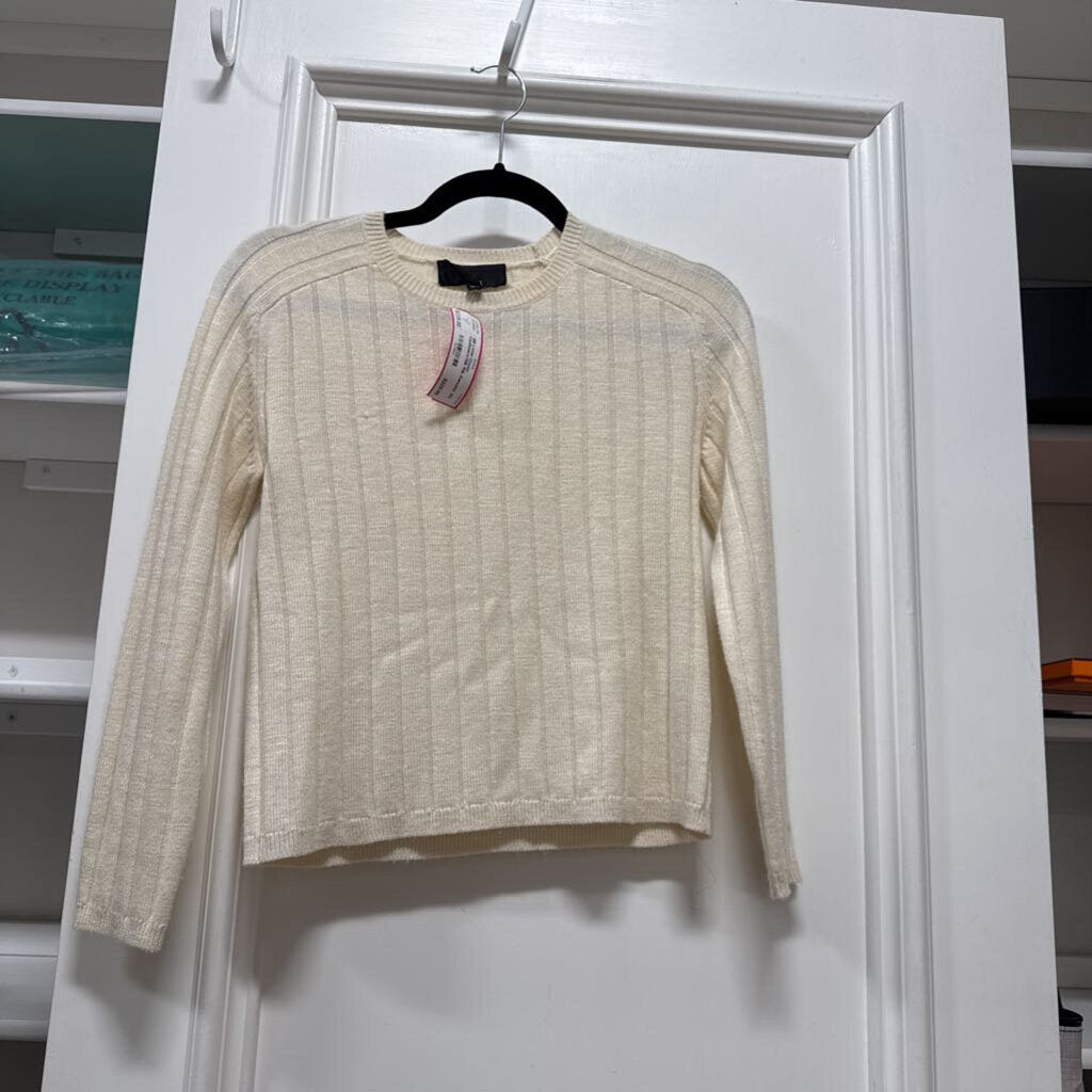 Cream Cashmere/Silk Rib Sweater
