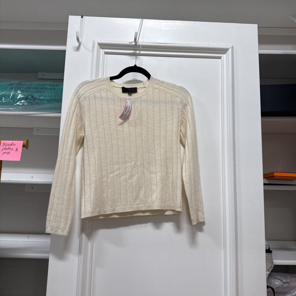 Cream Cashmere/Silk Rib Sweater