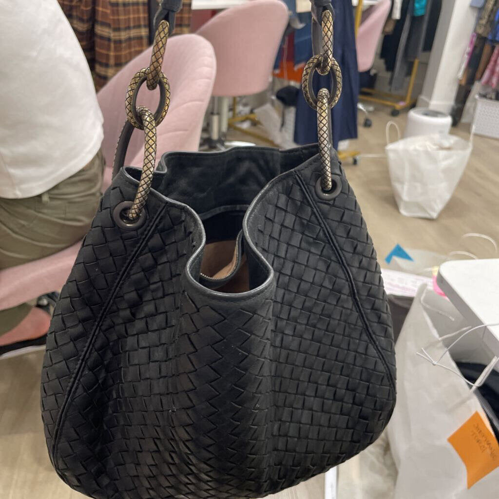 Black Intrecciato Gold Tone HW Links Tote