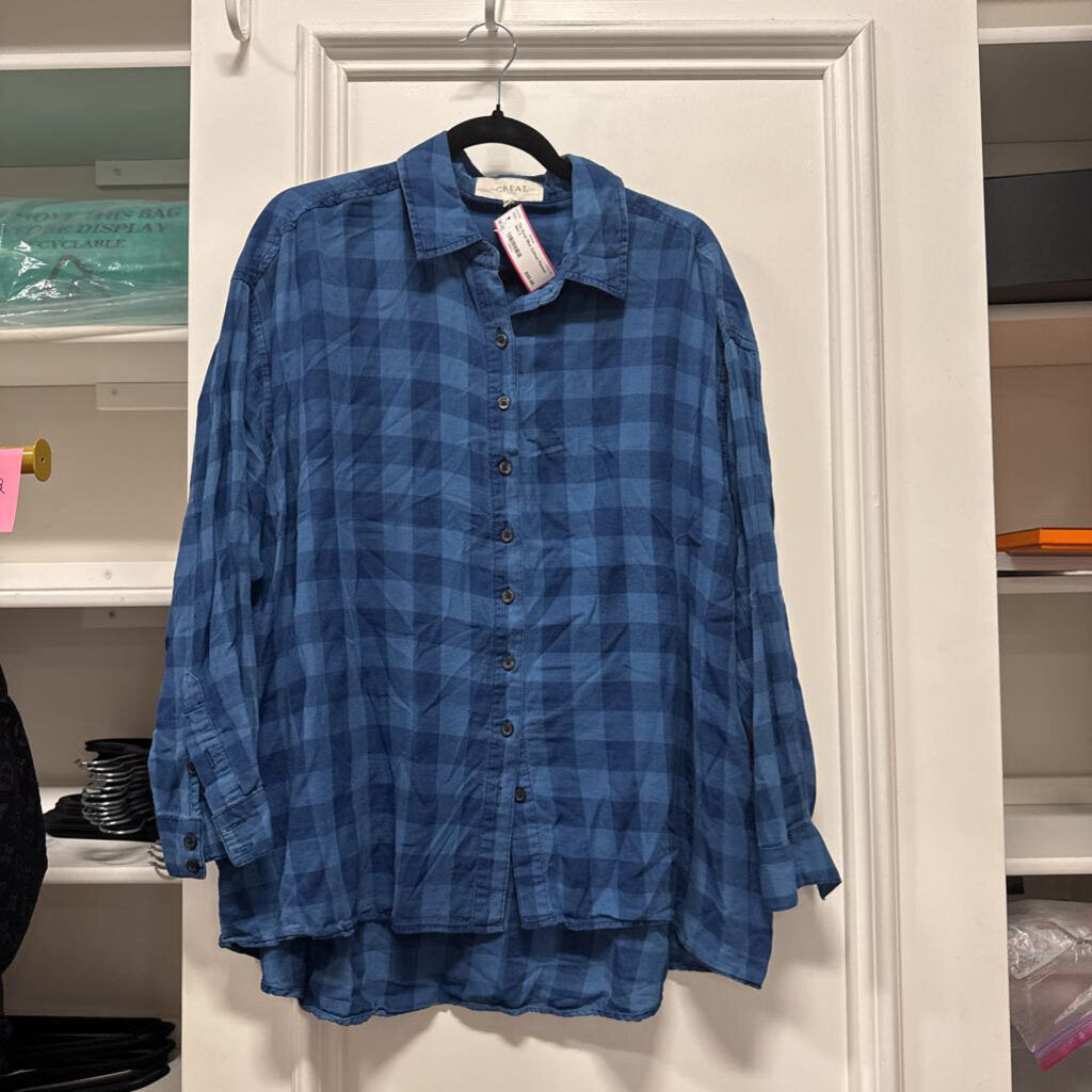 Blue Cotton Flannel Shirt
