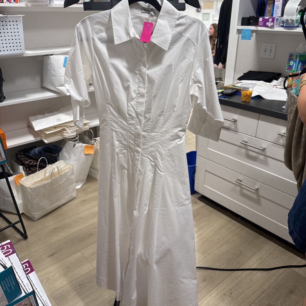 White Cotton Pleated Dress (NWT 475)