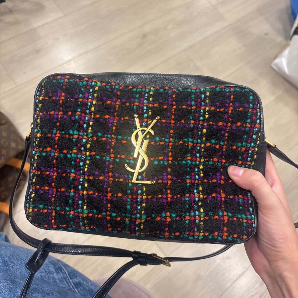 Multicolor Tweed Camera Bag