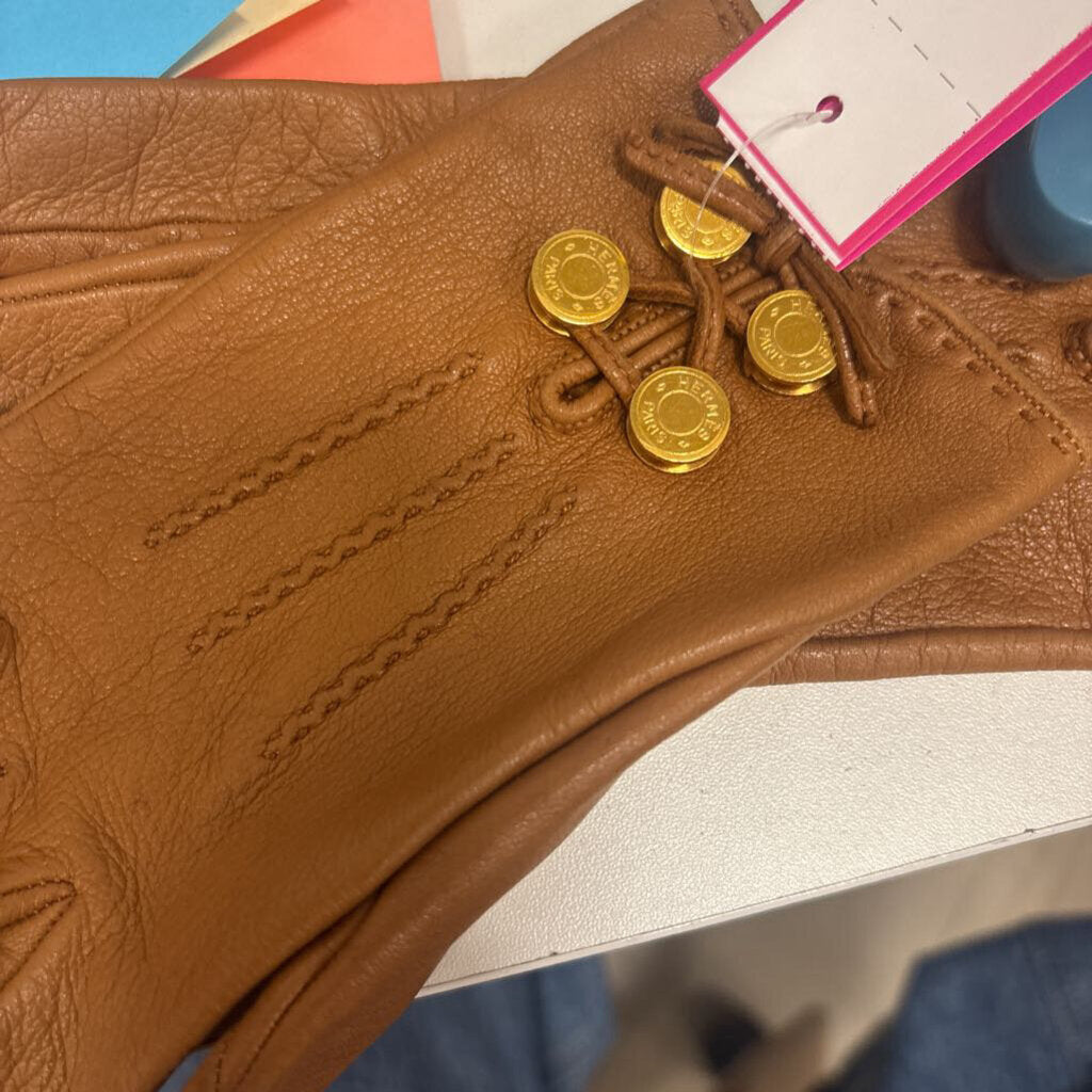 Hermes, Brown Leather Gloves