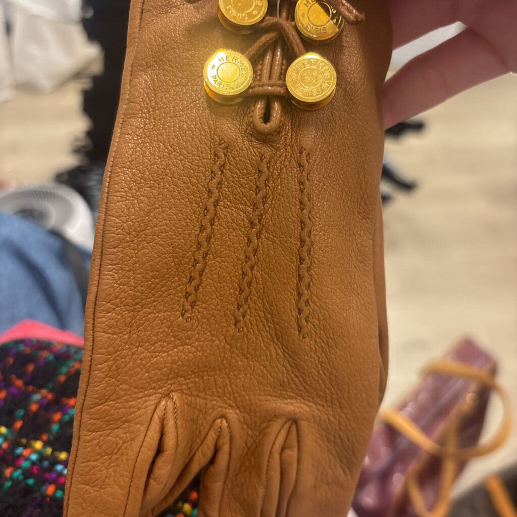 Hermes, Brown Leather Gloves