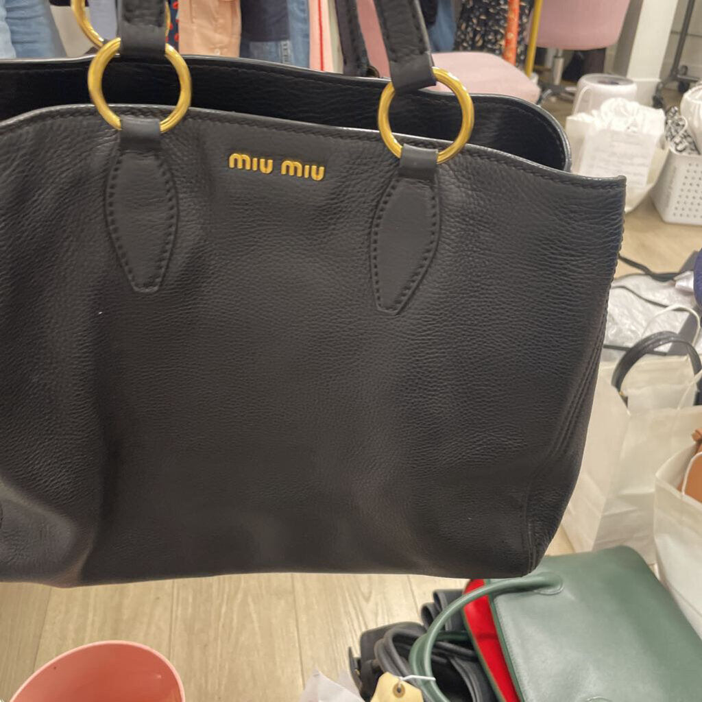 Black Leather 2 Way Tote