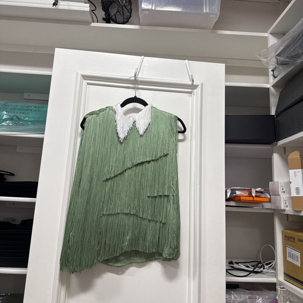 2023 Green Fringe Blouse (AS IS collar) est 6500 retail