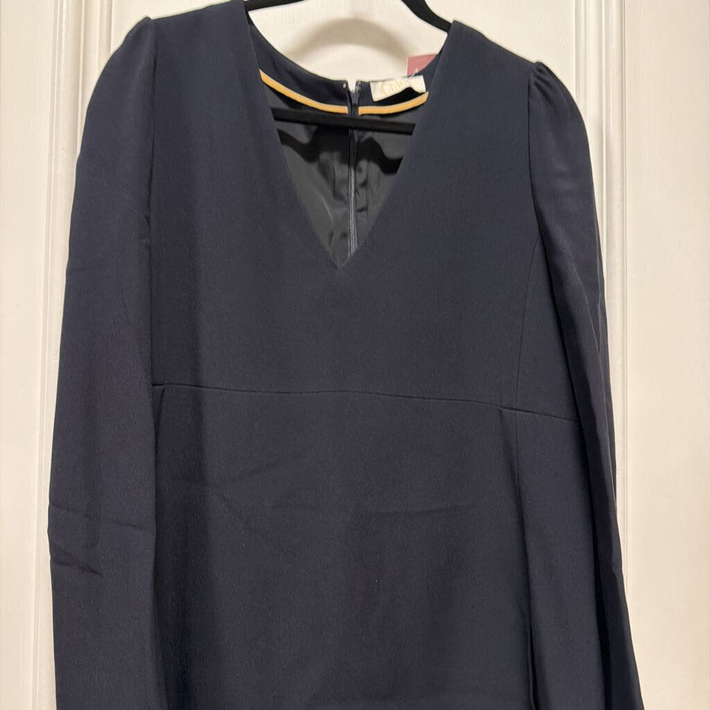 Navy Acetate Shift Dress