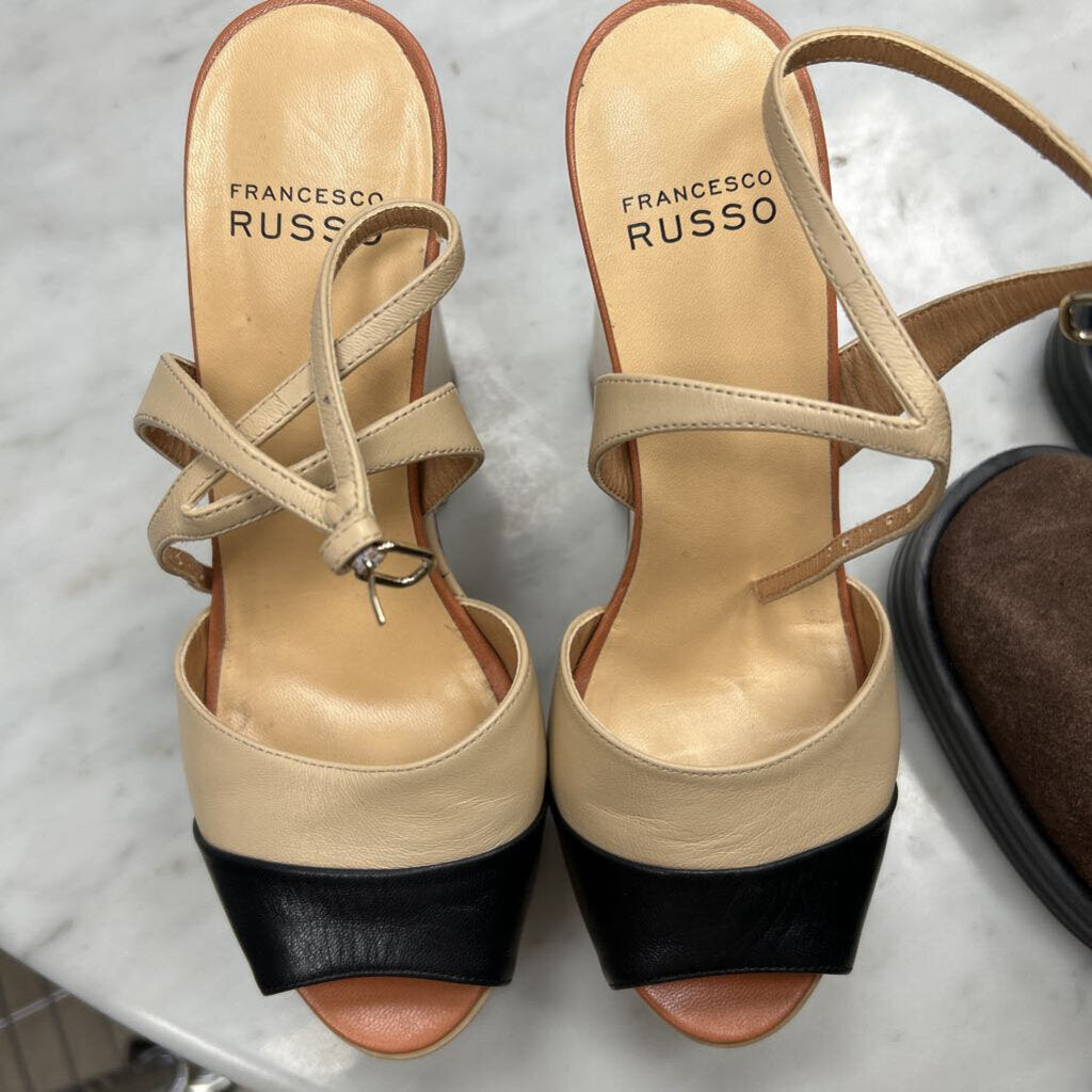 Tan Leather Colorblock Platform Sandal (Est. 1110)
