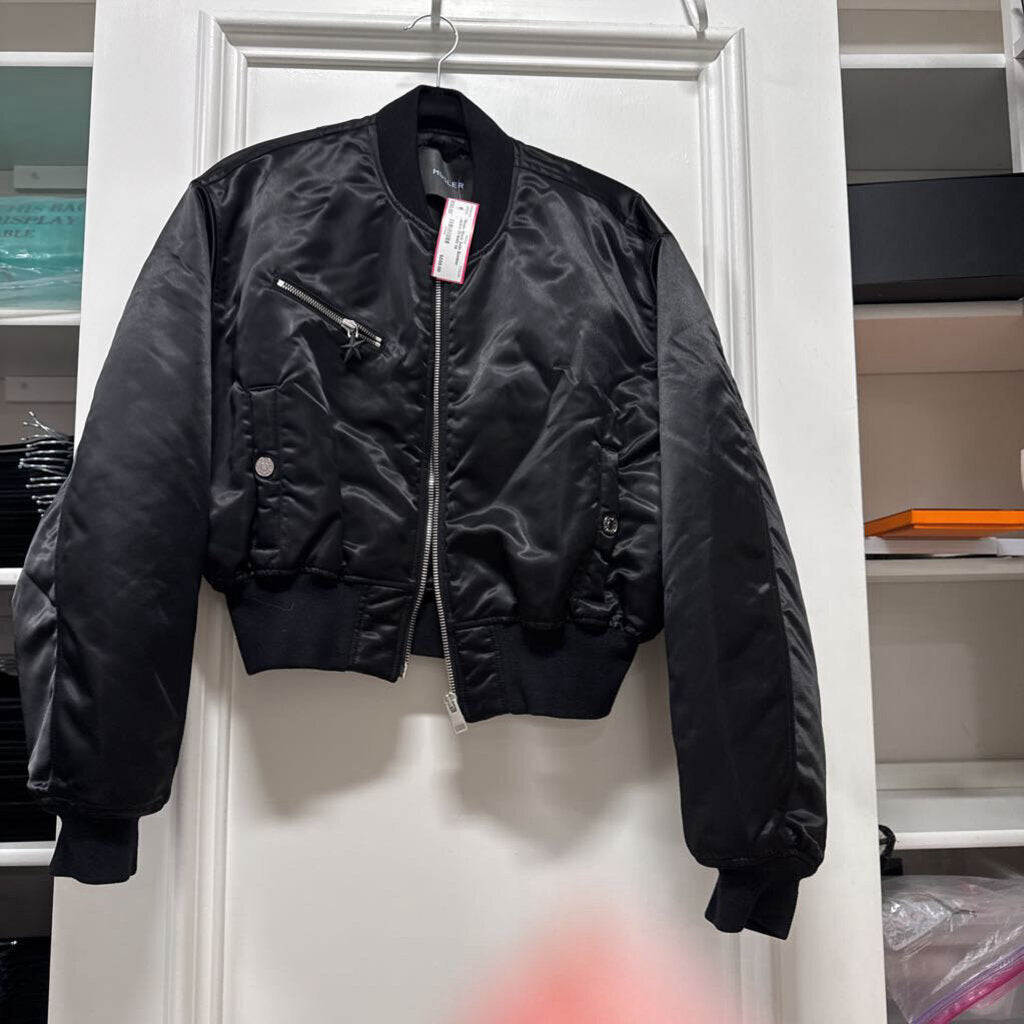 Black Satin Bomber Jacket (R:1640)