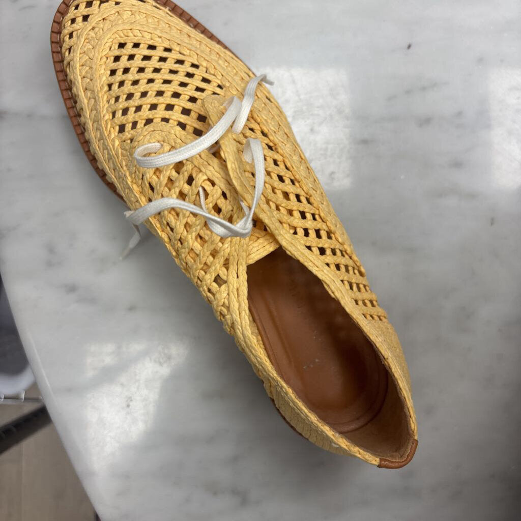 Yellow Woven Raffia Shoe