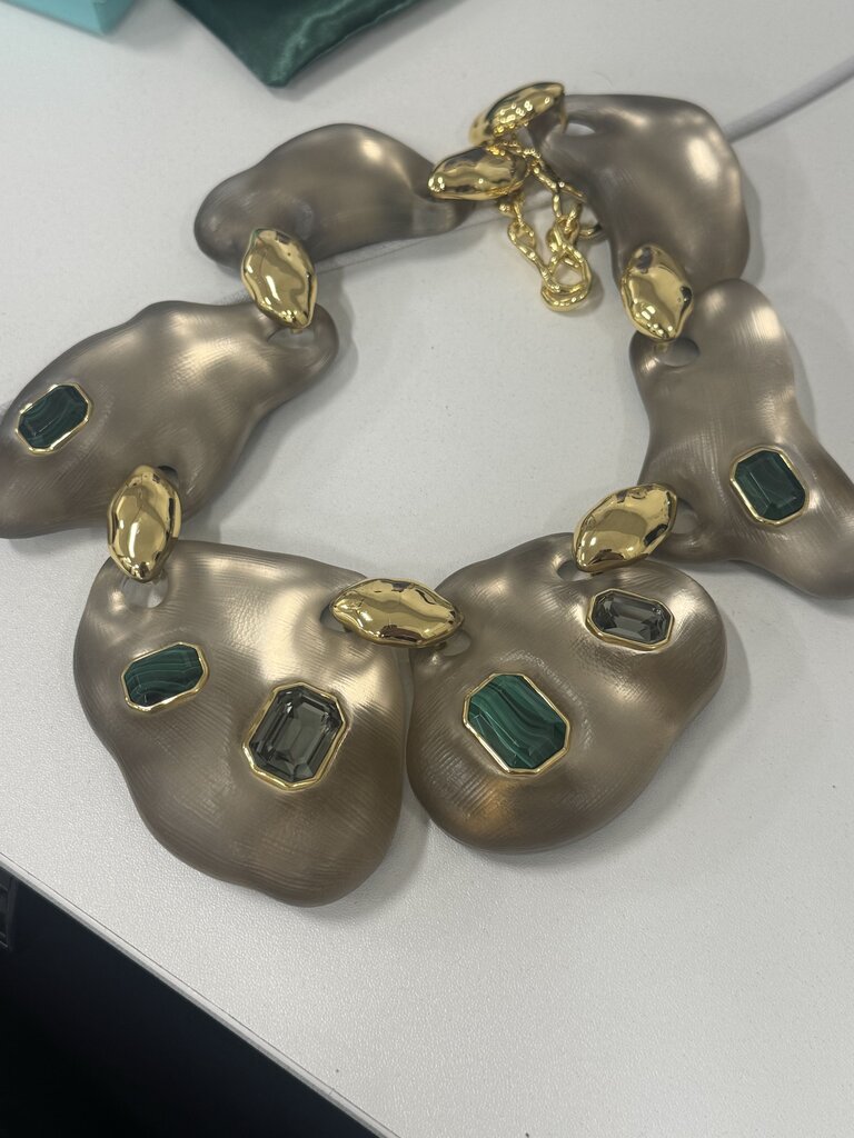 Lucite Crystal Pebble Necklace
