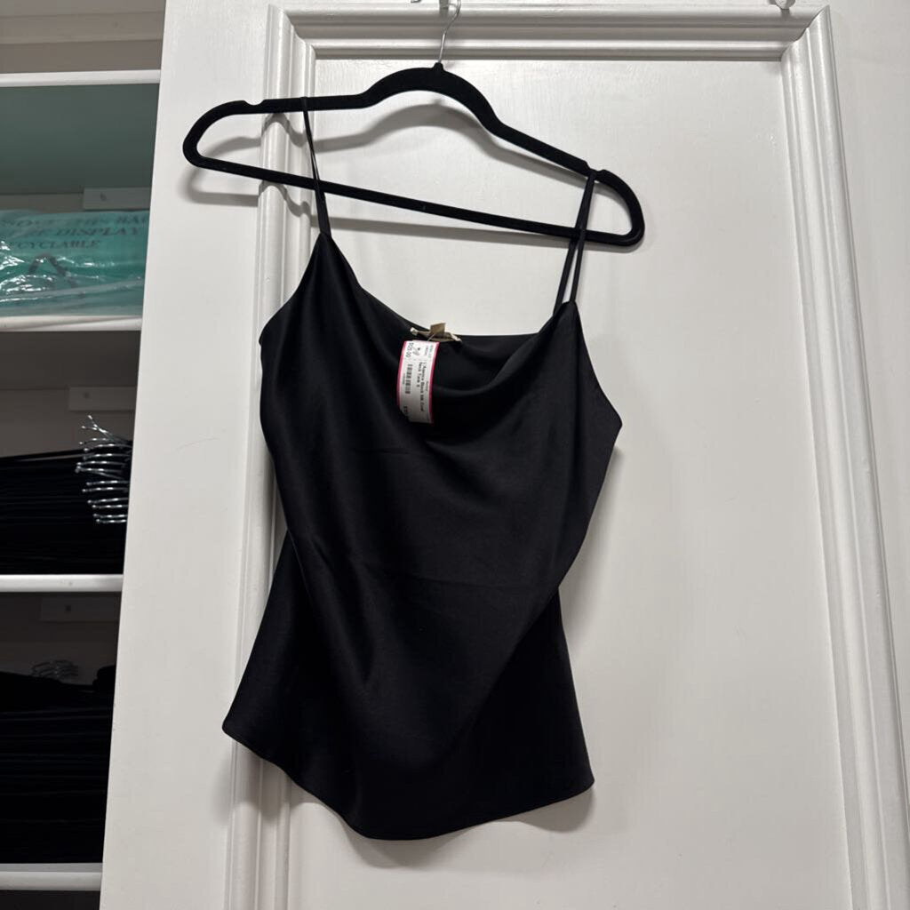 Black Silk Cowl Neck Tank