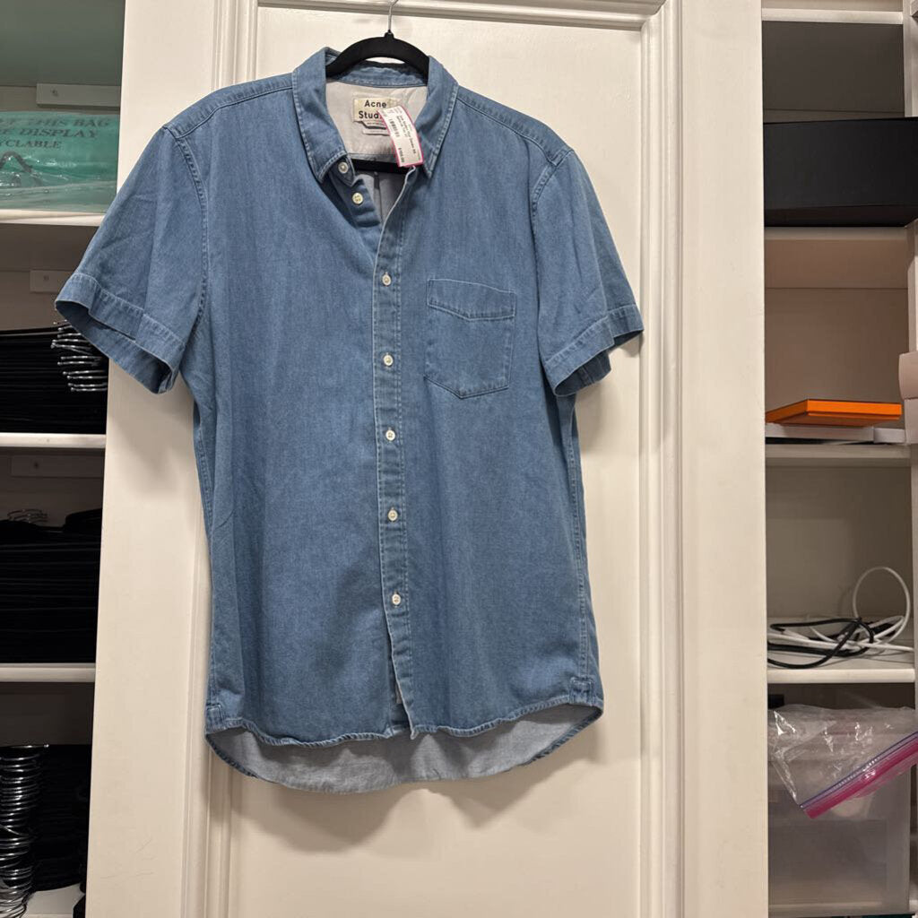 Blue Denim SS Button Up Top