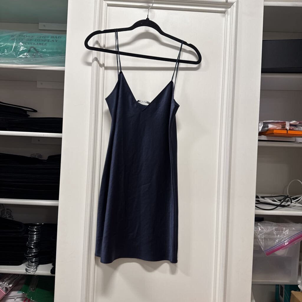 Blue Satin Slip Dress