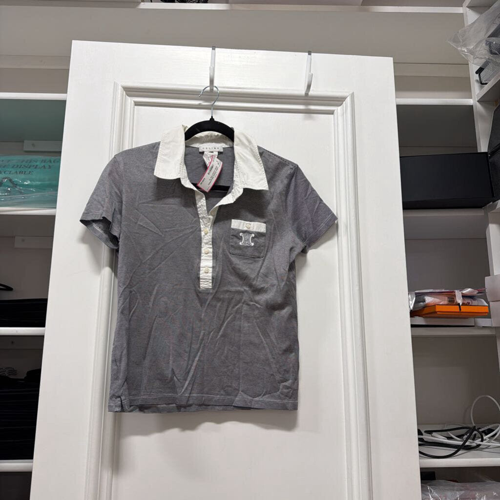 Vintage Black/White Stripe Cotton Polo