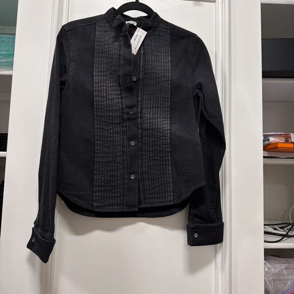 Washed Black Denim Pinktuck Shirt
