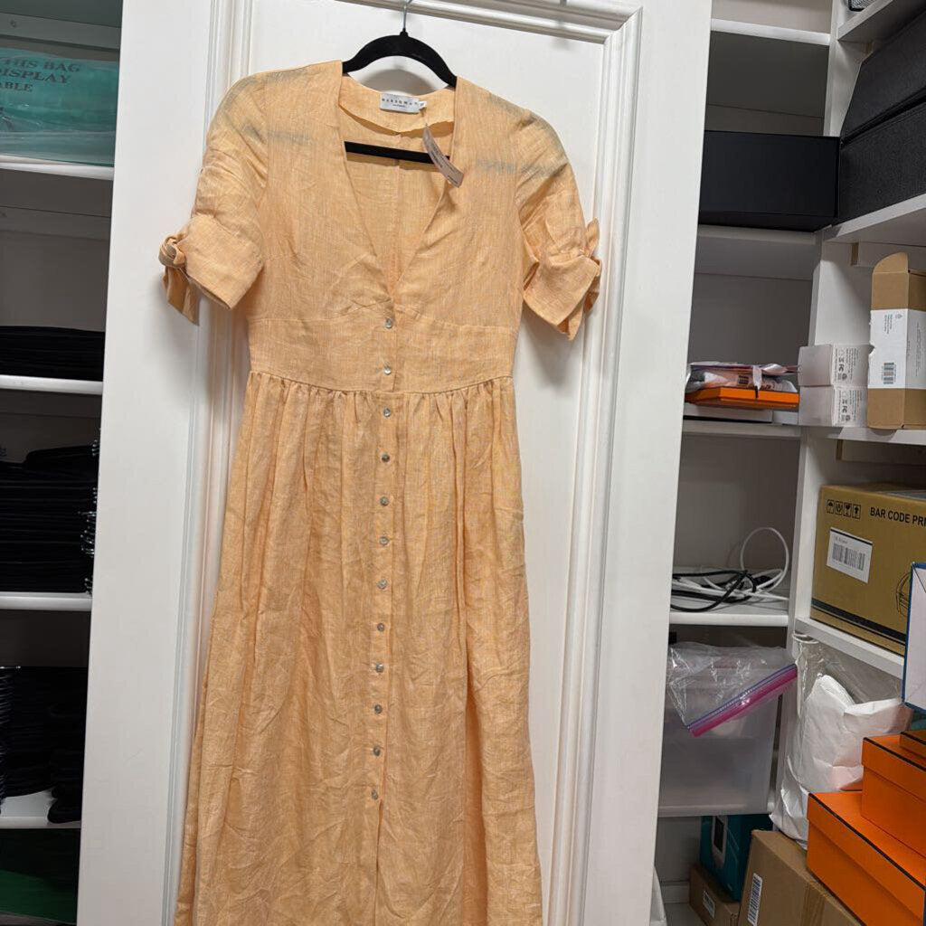 Peach Linen Maxi Dress