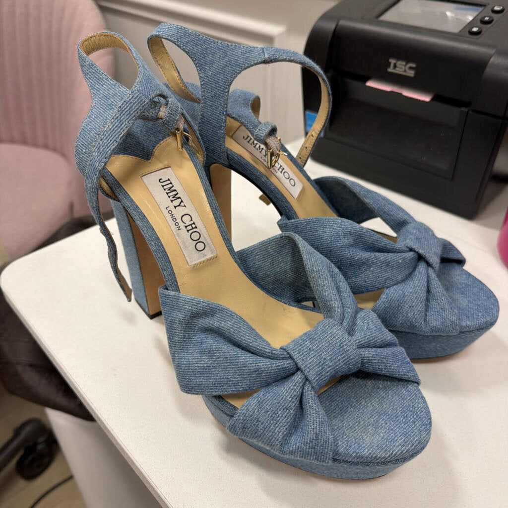 Denim Bow Pumps (40)