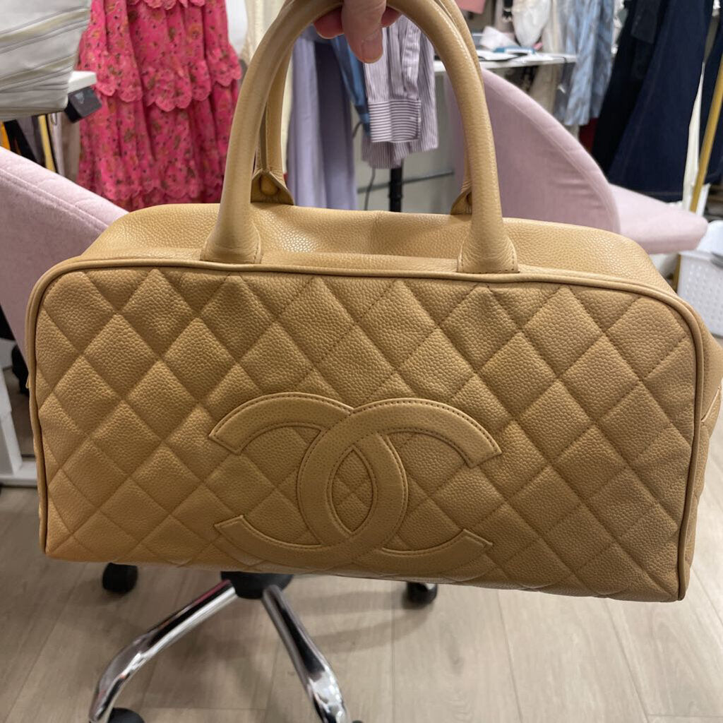 Beige Vintage Boston Bag