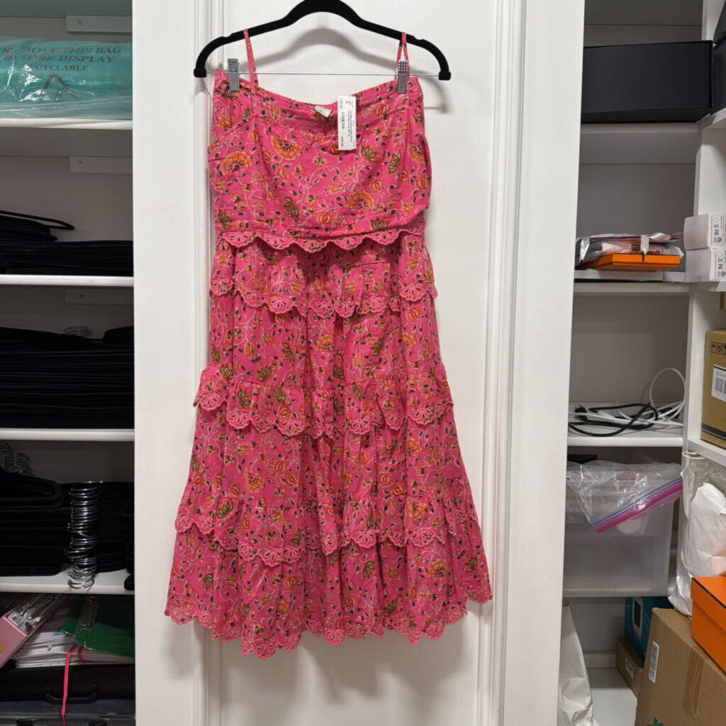 Pink Floral Tiered Skirt/Top SET