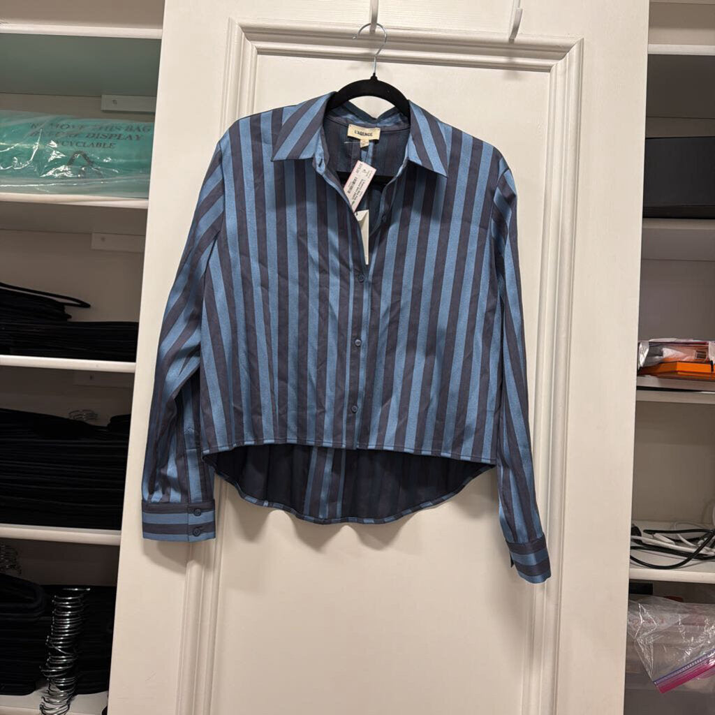 Blue Poly Blend Striped Shirt (NWT)
