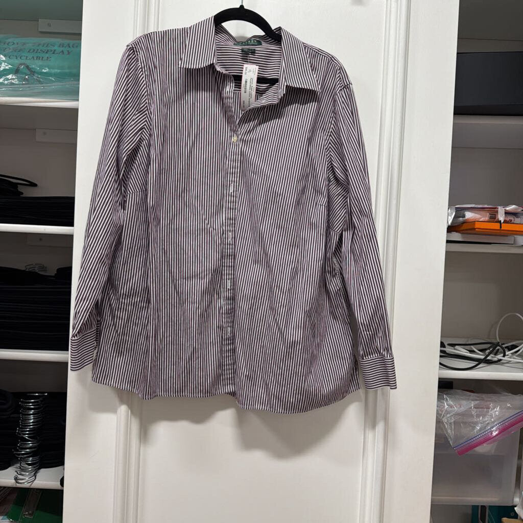 Purple/White Cotton Striped Shirt