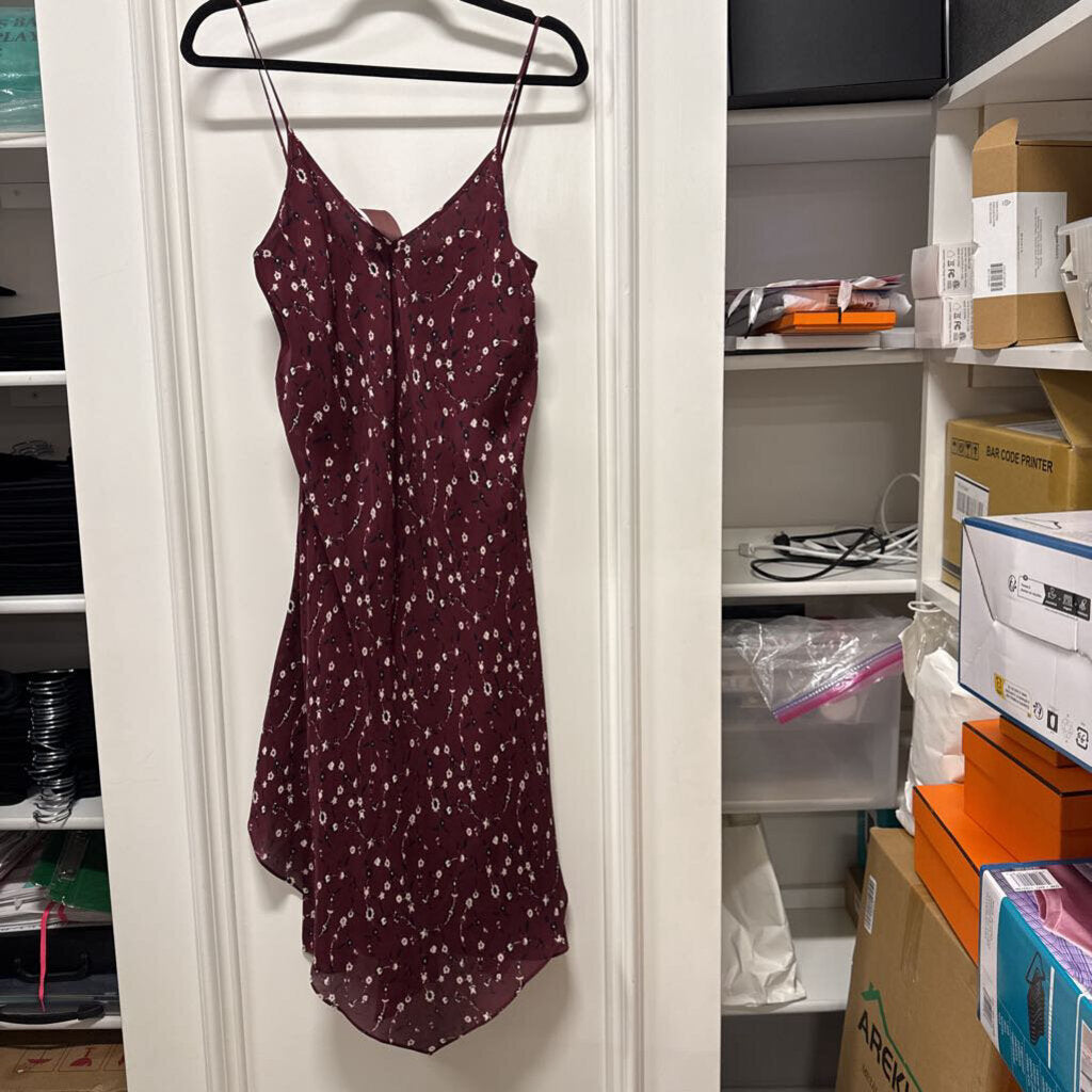 Maroon Floral Silk Dress