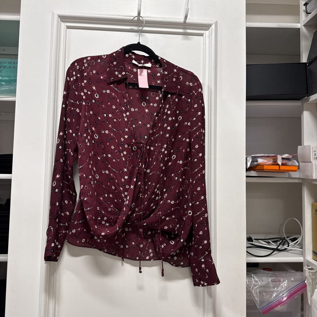Maroon Floral Silk Blouse