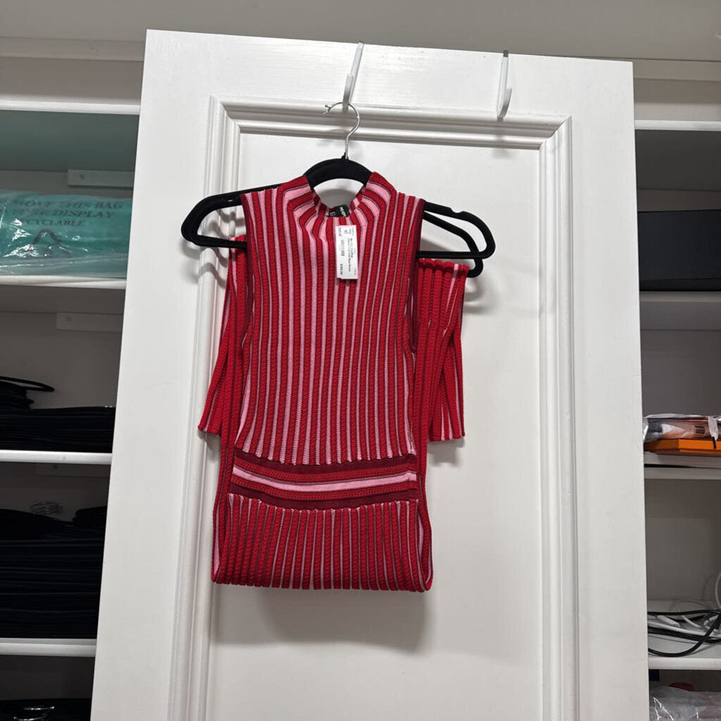 Red/Pink Viscose/Poly Knit Maxi Dress (R. 445)
