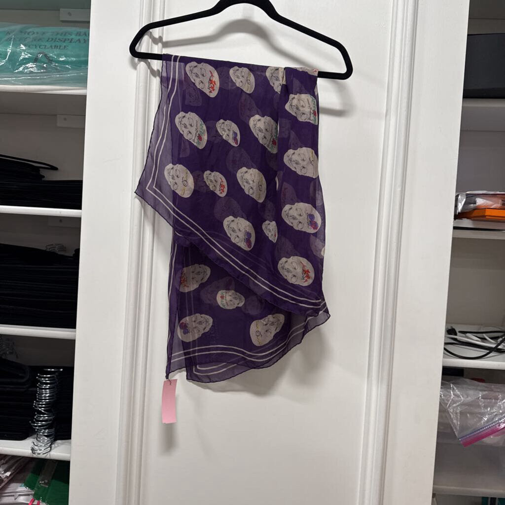 Purple Skull Print Scarf