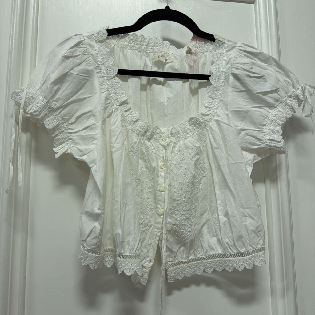White Cotton Embroidered Blouse