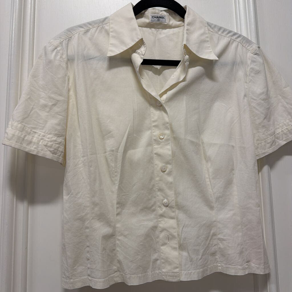 Cream Cotton Blend SS Shirt