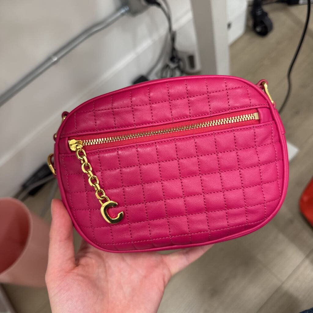 Hot Pink Quilted Calfskin C Charm Camera Bag