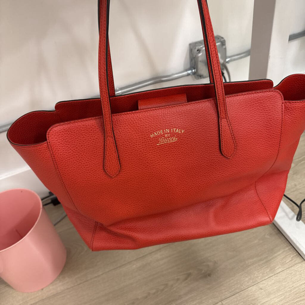 Red Leather Swing Tote