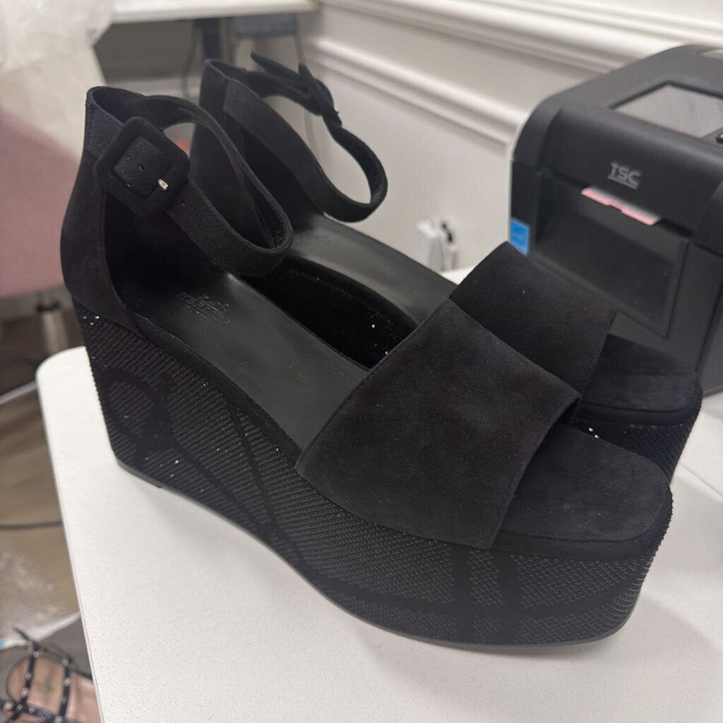 Black Suede Rhinestone Platform "Luminous" Sandals (41) (NEW)
