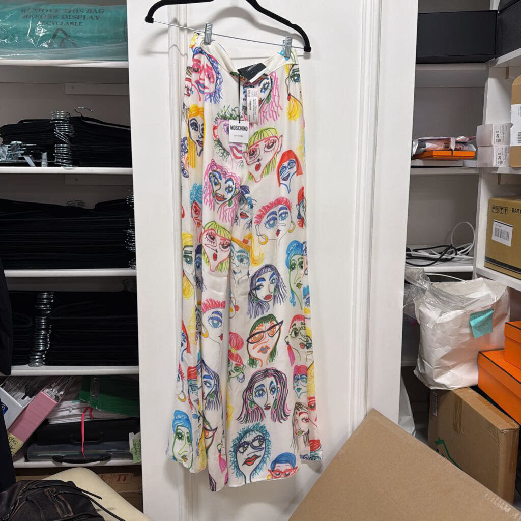Colorful Print Palazzo Silk Lined Pants(NWT 1095