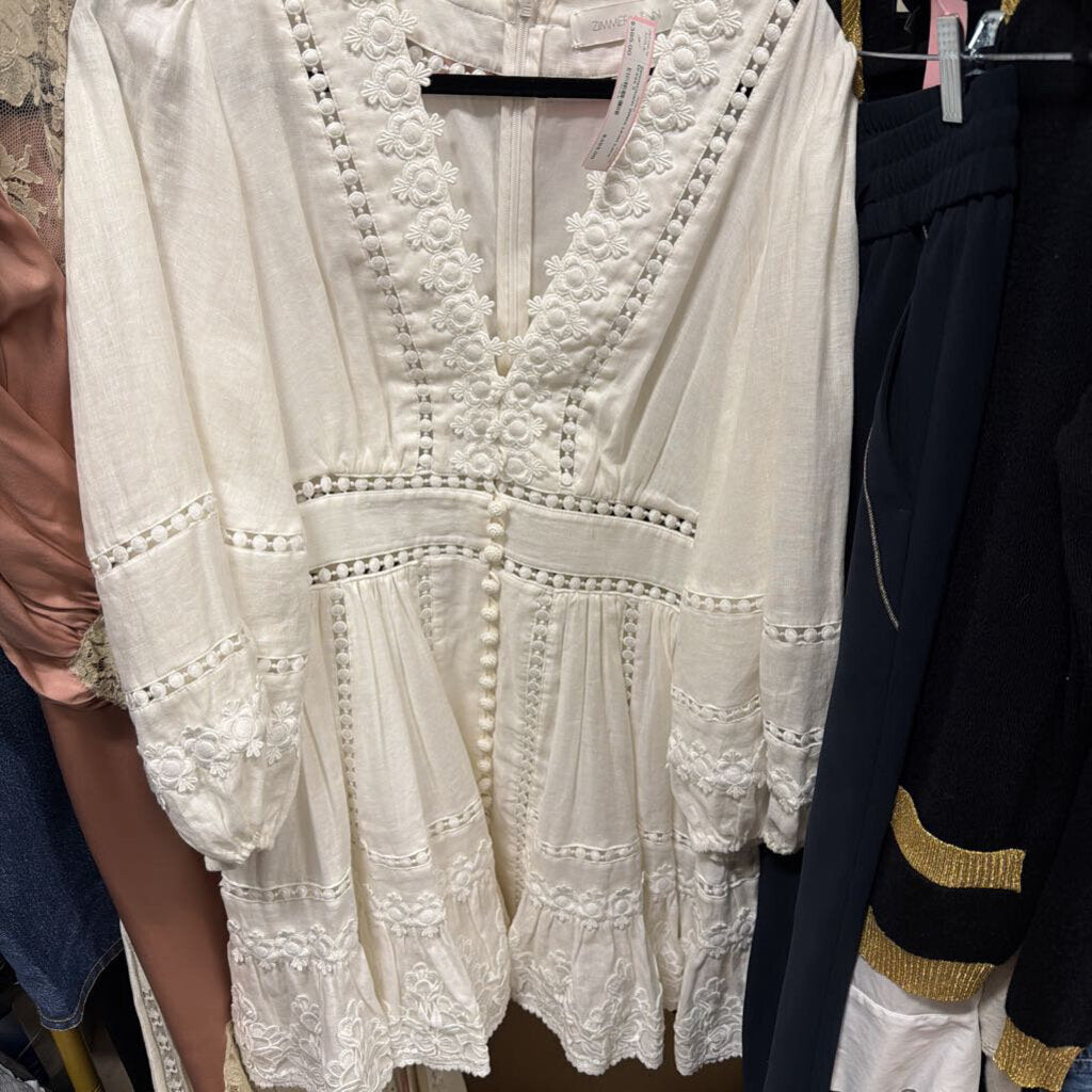 White Linen Lace Dress