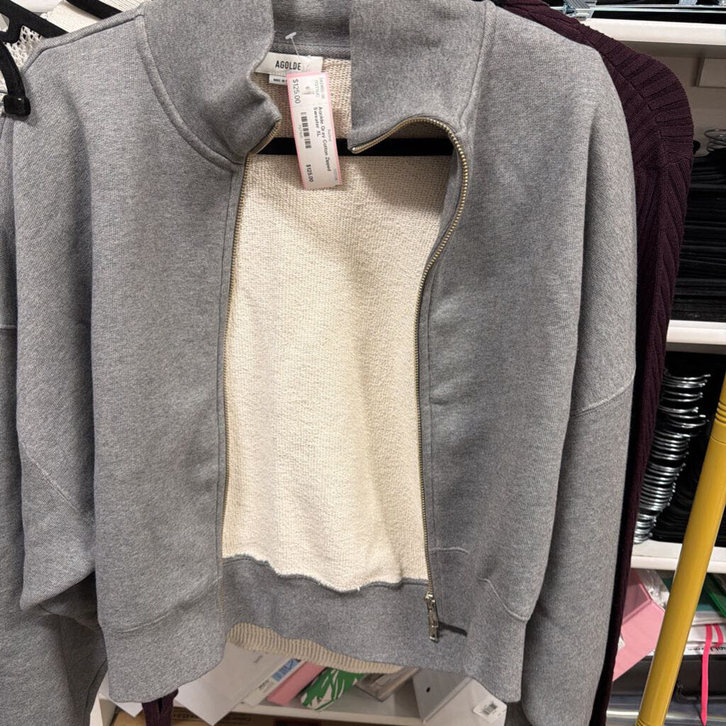 Gray Cotton Zipped Sweater