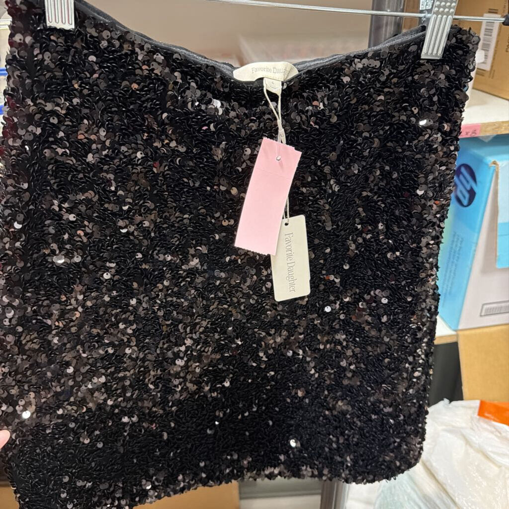 Black Sequin Mini Skirt (NWT)
