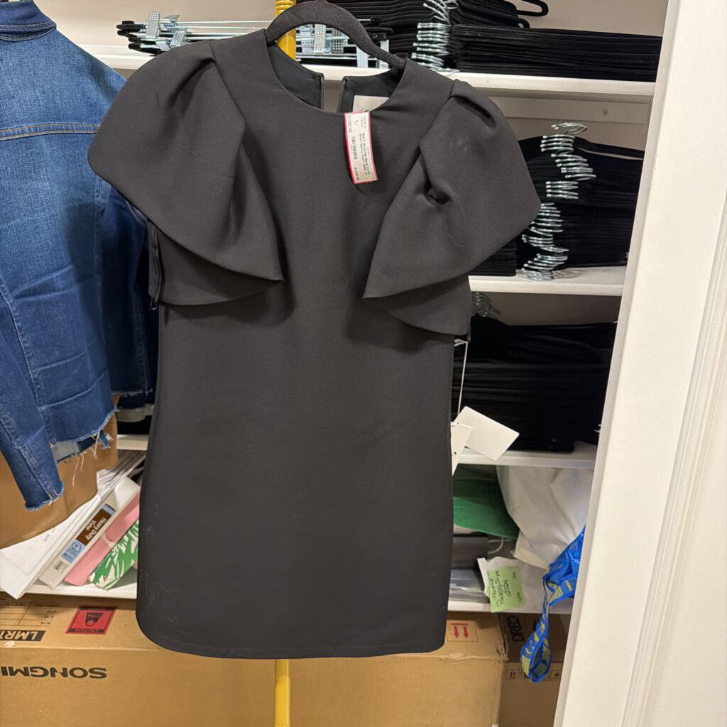 Black Wool/Silk Blend Ruffle Short Sleeve (NWT 2890)