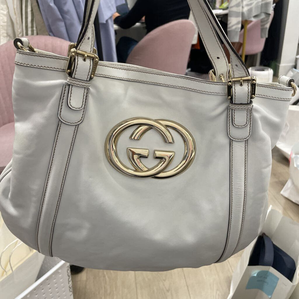 White Leather Britt Tote Bag