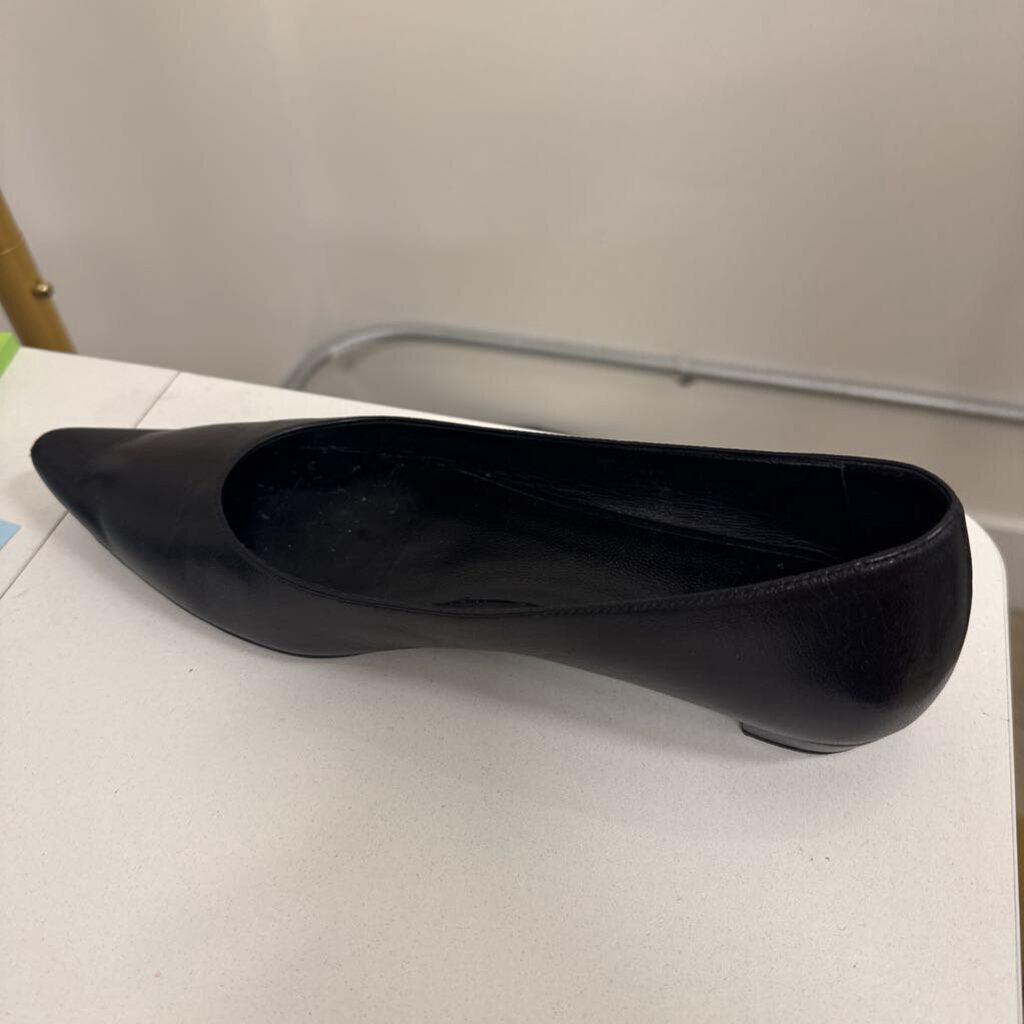 Black Leather Pointed Toe Flats