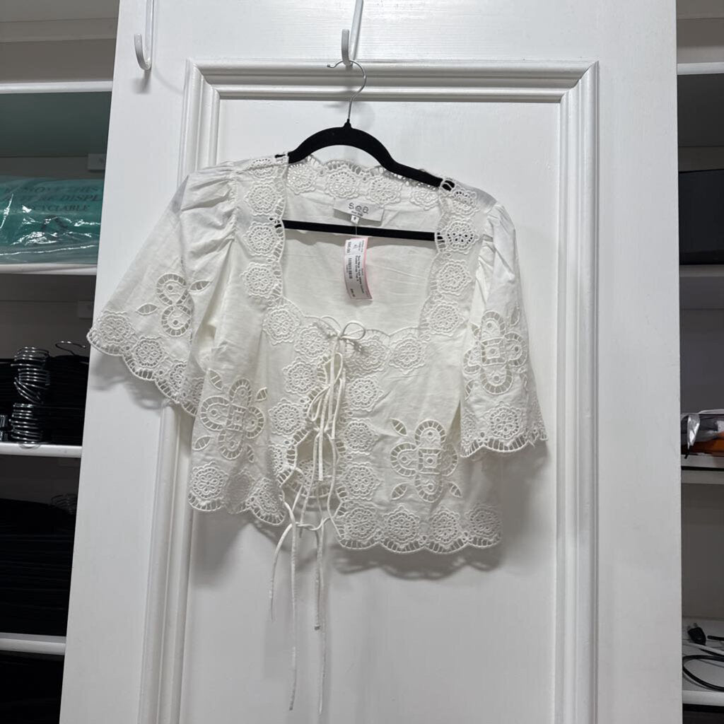 White Cotton Eyelet Crop Top