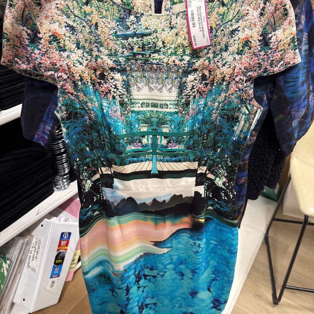 Multicolor Print SS Midi Dress