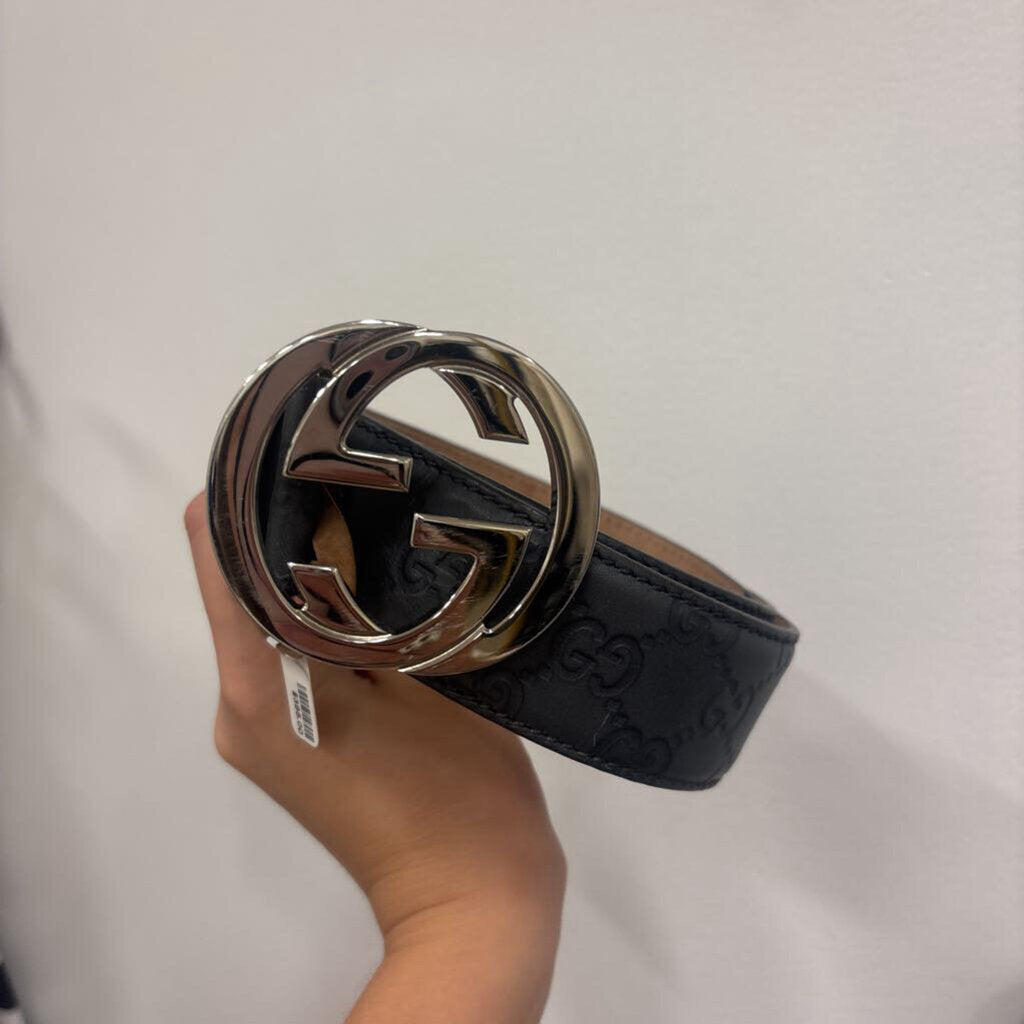 Gucci, Grey Monogram GG Belt, 85