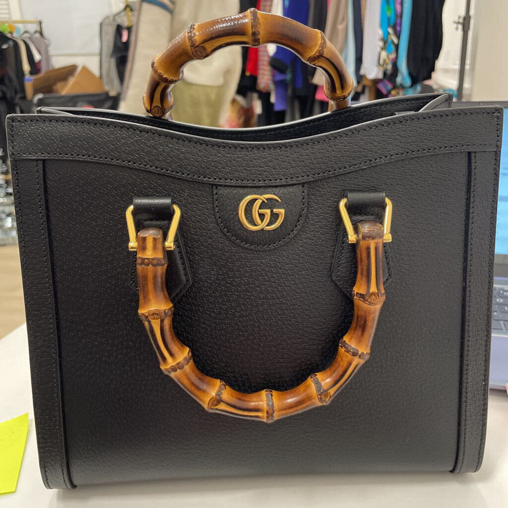 Black Small Diana Bamboo Handle Tote(est 4300)