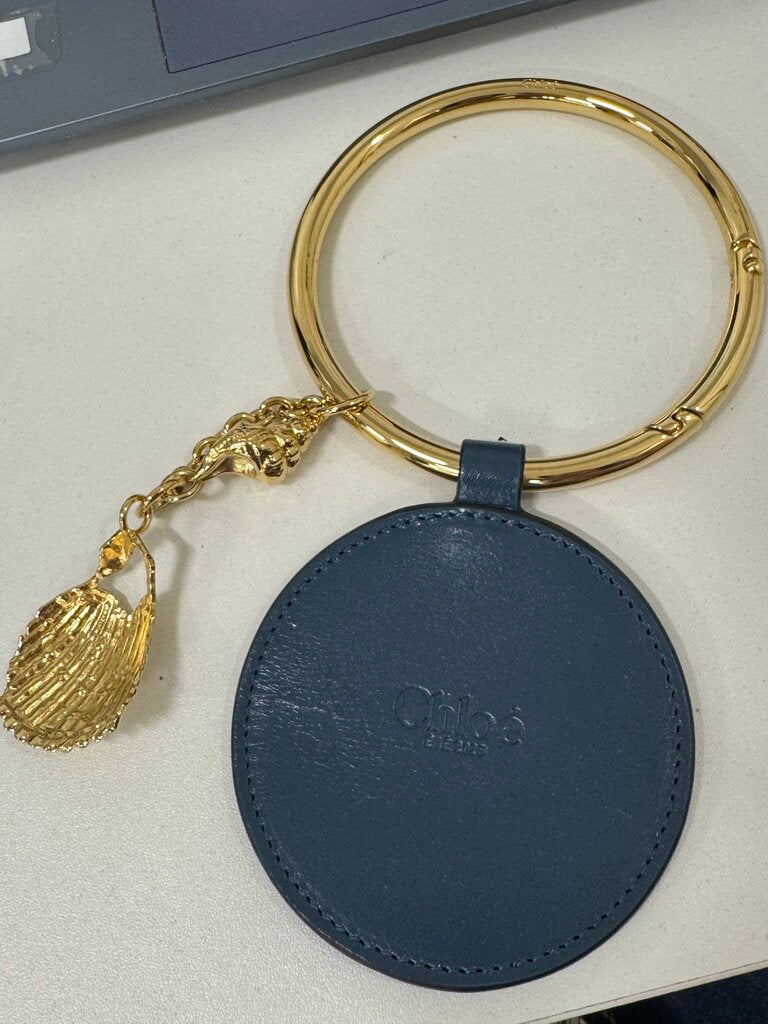 Navy Leather Shell Bag Charm