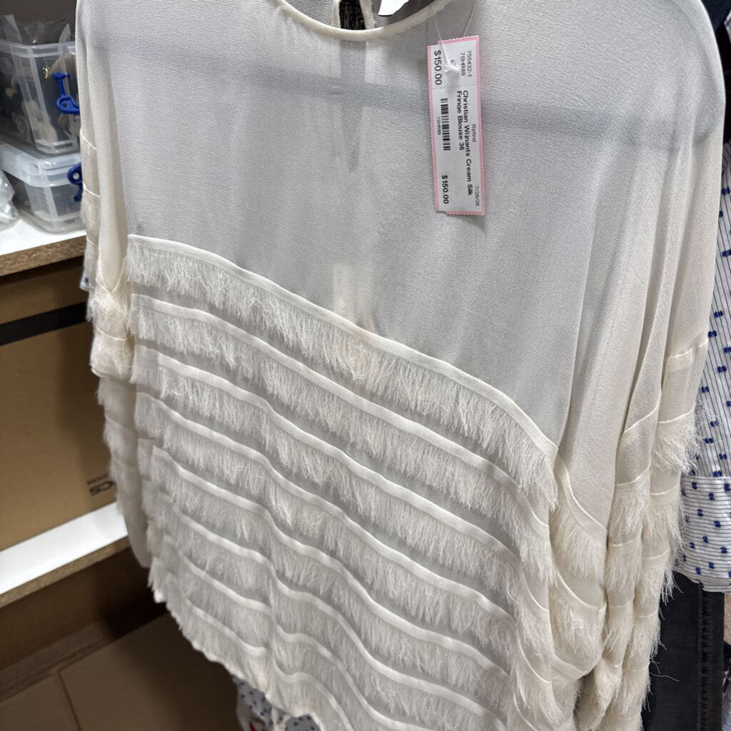 Cream Silk Fringe Blouse