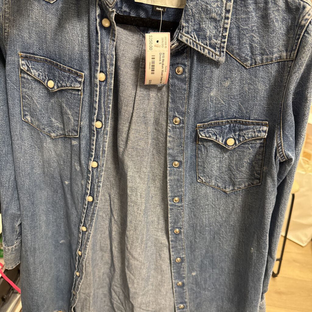 Medium Wash Denim Shirt Dress