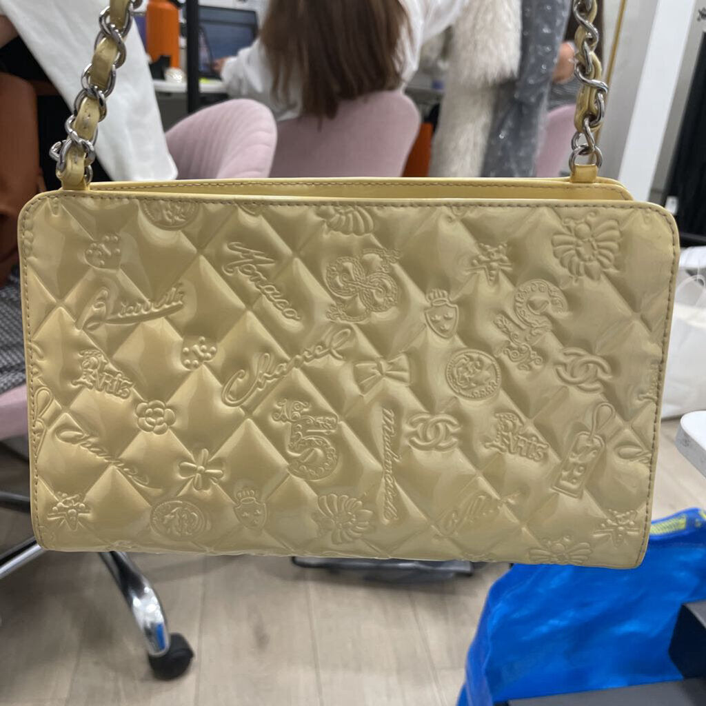 Yellow Patent Lucky Symbols Pochette
